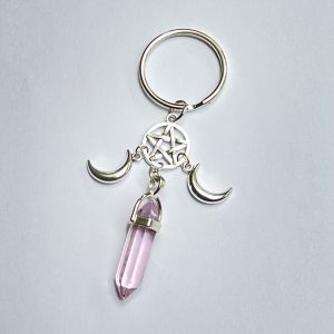sleutelhanger wicca glass pink