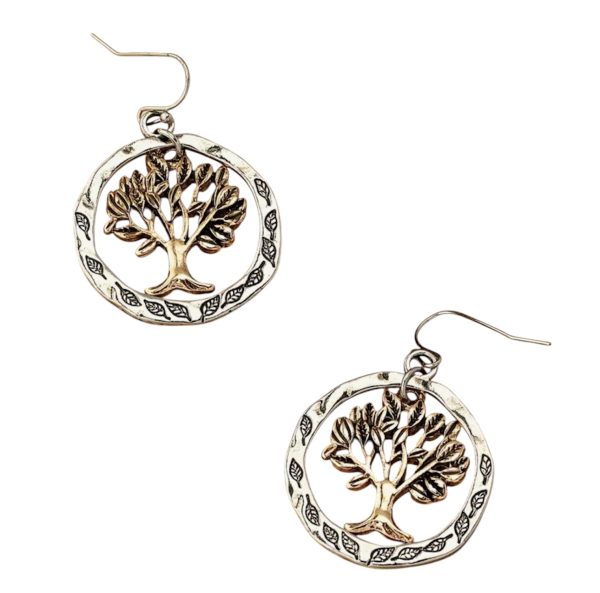 Tree of Life Harmony Oorbellen – Zilver & Goud