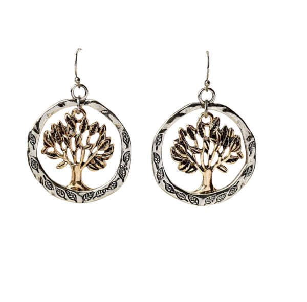 Tree of Life Harmony Oorbellen – Zilver & Goud