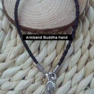 Gevlochten veter armband Buddha Hand Zwart