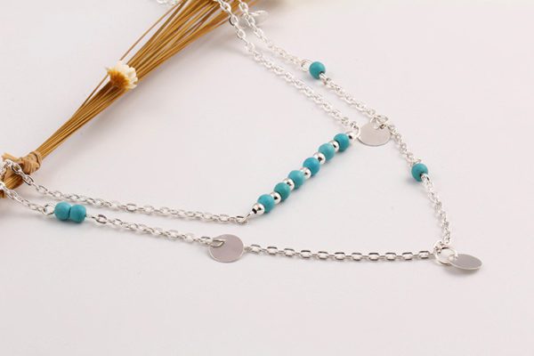 Ketting Turquoise series Double row Disc & Turquoise