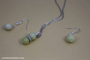 ketting & oorbellen setje Yellow Jade